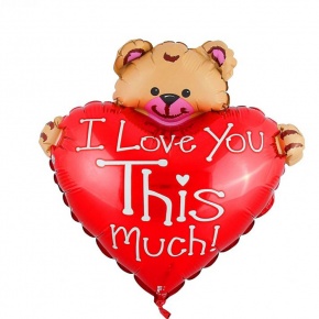 Шар гелиевый Мишка с сердечком (100 см) в Раменском