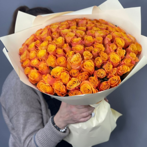 Букет из 101 огненной розы (40 см) в Раменском