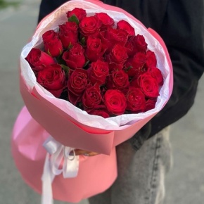 Букет "Эсса" 25 красных роз Кения (60 см) в Раменском