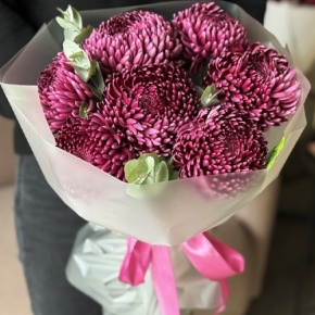 Букет "Виноградный" из 7 хризантем Бигоуди в Раменском