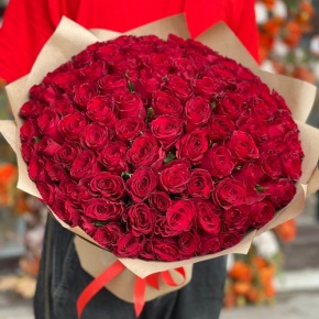 Букет 101 красная роза Кения (50 см) в Раменском