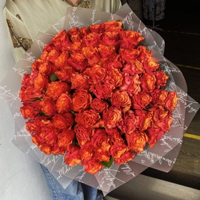 Букет 75 огненных роз (40 см) в Раменском