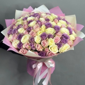Букет из 101 розы пастельный микс (40 см) в Раменском