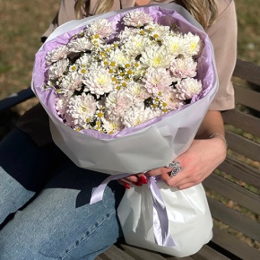Букет "Нежный взгляд" из кустовых хризантем и ромашек в Раменском