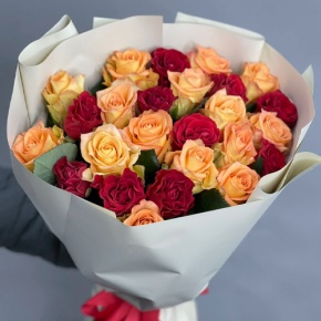 Букет "Прайм" из 25 роз Оранж и Эль Торо (50 см) в Раменском