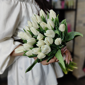 Букет белоснежных тюльпанов (25 шт) в Раменском