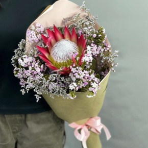 Букет из хамелациума, лимонниума и протеи в Раменском