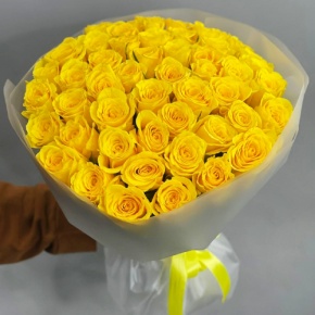 Букет "Золотце" из 51 лимонной розы (40 см) в Раменском