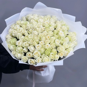 Букет "Лебединая верность" из 101 белой розы (60 см) в Раменском