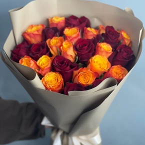 Букет из 25 Кенийских роз микс (40 см) в Раменском