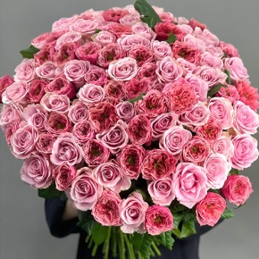 Нежный букет из 101 розы Риджентс парк и Аваланж микс  (70 см) в Раменском