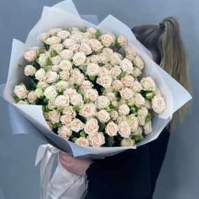 Букет из 25 кремовых кустовых роз (70 см) в Раменском