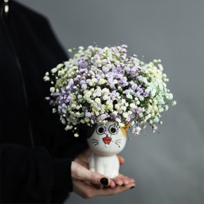 Композиция из гипсофил в керамическом кашпо в Раменском