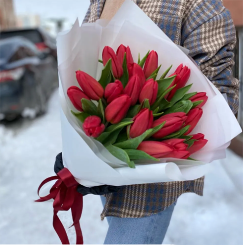 Букет красных тюльпанов в Раменском