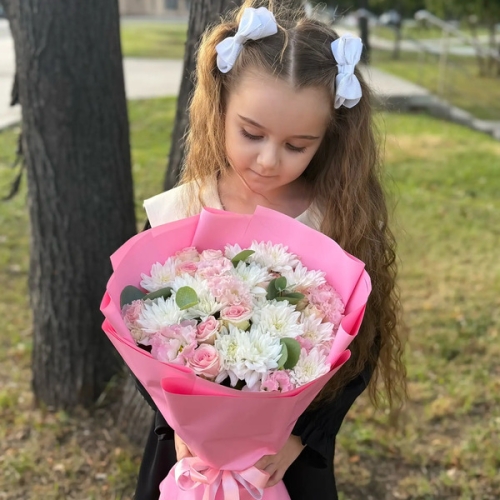 Букет из хризантем, эустом и роз в Раменском